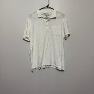 Rogue State‎ Mens Pima Cotton Knit Polo Shirt Ivory White Pocket Tee XL
